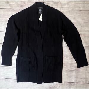 Max & Mia Black Open Front Cardigan Sweater with Pockets Women’s Size S NWT